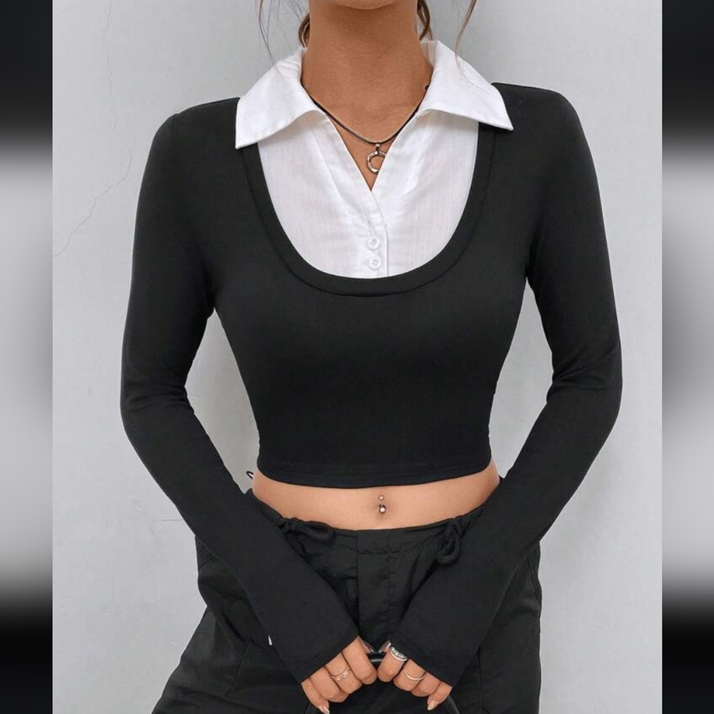 SHEIN EZwear 2 in 1 Crop Tee